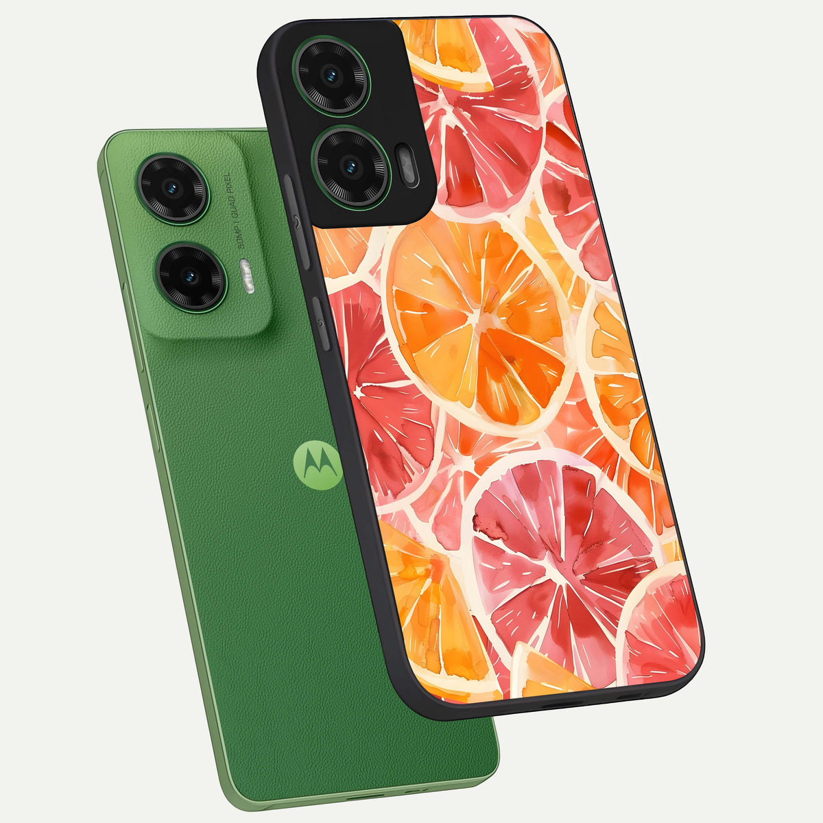  Orange Fruits Pattern phone case For Moto G35 showing premium glass back cover with detailed artwork