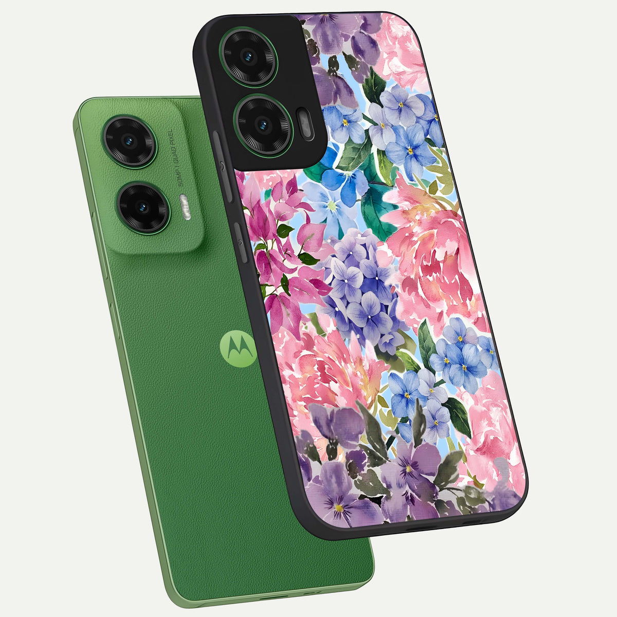  Pastel Floral Mix phone case For Moto G35 showing premium glass back cover with detailed artwork