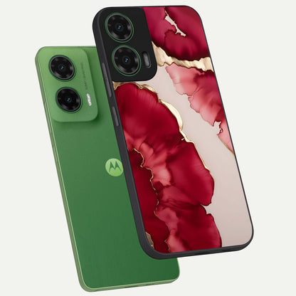  Pink And White Marble phone case For Moto G35 showing premium glass back cover with detailed artwork