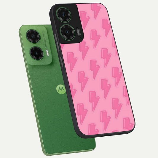  Pink Moo Magic phone case For Moto G35 showing premium glass back cover with detailed artwork