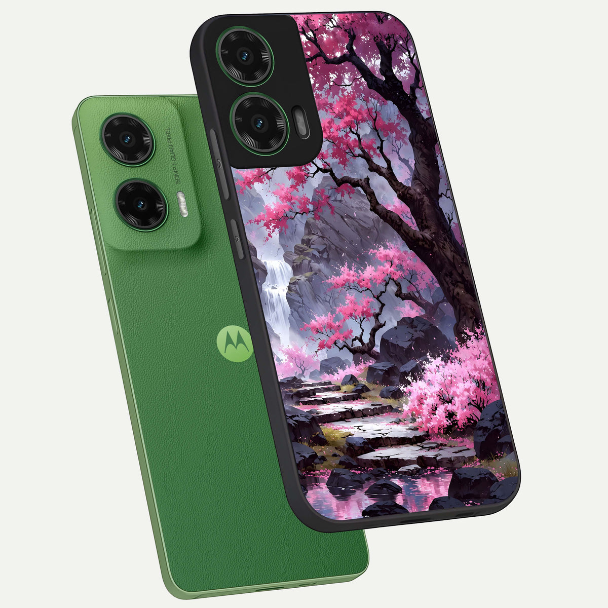  Pink Sunflower Glow phone case For Moto G35 showing premium glass back cover with detailed artwork