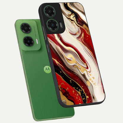  Red And White Marble phone case For Moto G35 showing premium glass back cover with detailed artwork