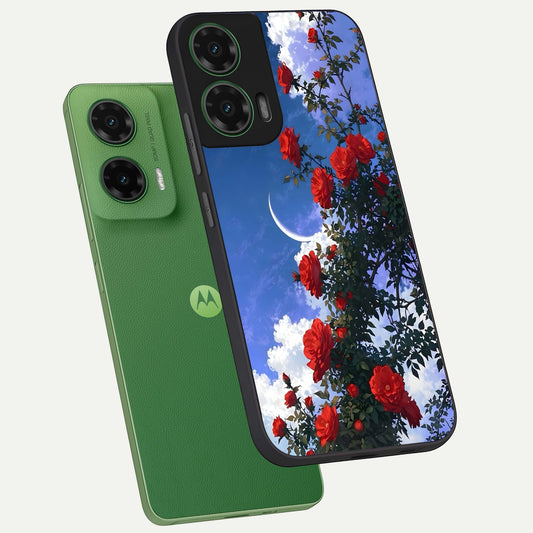  Rose Drift Flowers phone case For Moto G35 showing premium glass back cover with detailed artwork
