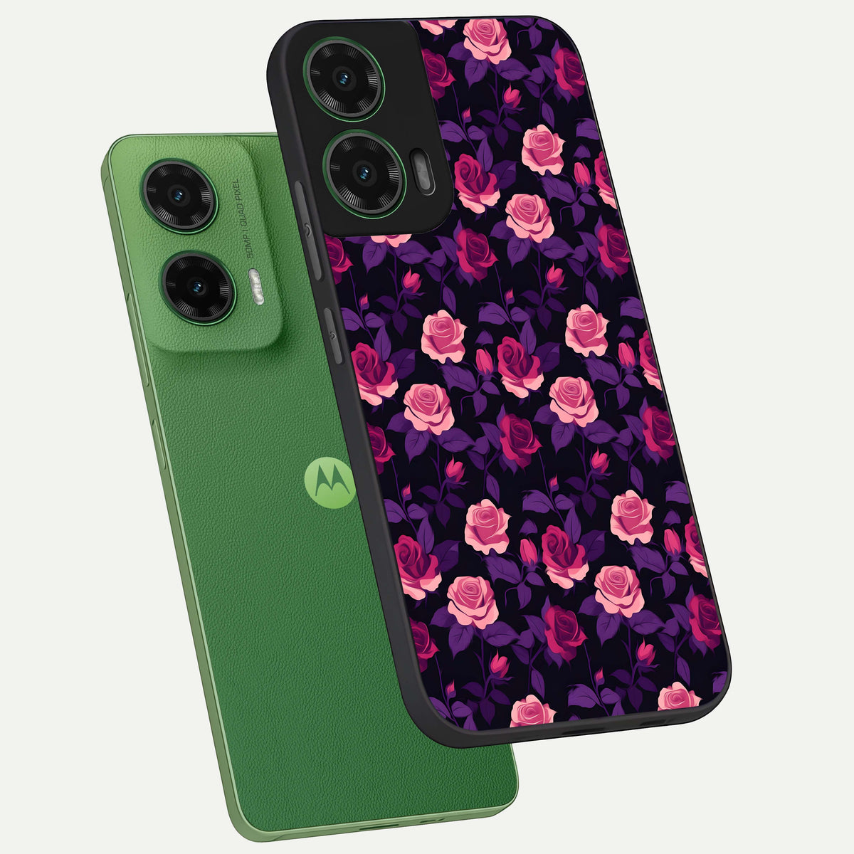  Rose Garden Twilight phone case For Moto G35 showing premium glass back cover with detailed artwork