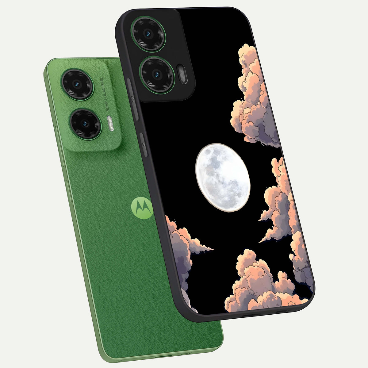 Shade Cloud Moon phone case For Moto G35 showing premium glass back cover with detailed artwork