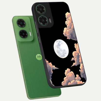  Shade Cloud Moon phone case For Moto G35 showing premium glass back cover with detailed artwork