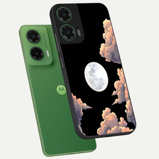  Shade Cloud Moon phone case For Moto G35 showing premium glass back cover with detailed artwork