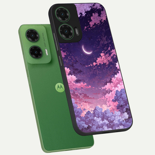  Sky Drift Clouds phone case For Moto G35 showing premium glass back cover with detailed artwork