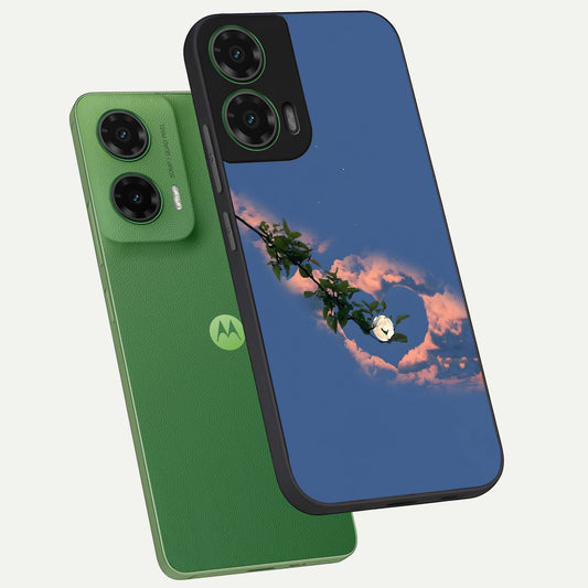  Sky Under Tree phone case For Moto G35 showing premium glass back cover with detailed artwork