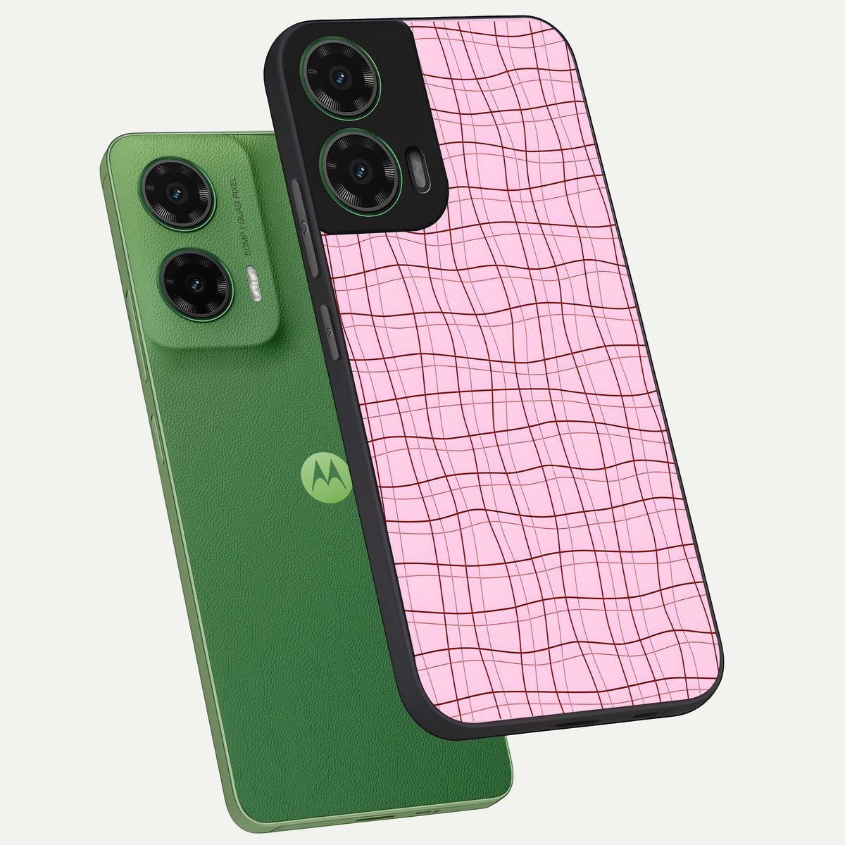 Soft Grid Bliss phone case For Moto G35 showing premium glass back cover with detailed artwork