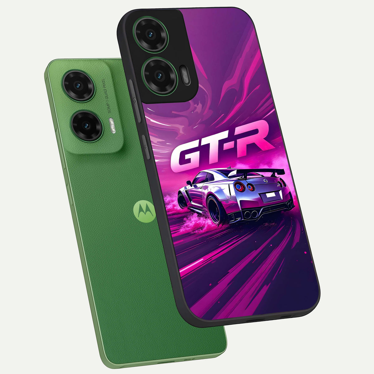  Speed Drift Legend phone case For Moto G35 showing premium glass back cover with detailed artwork