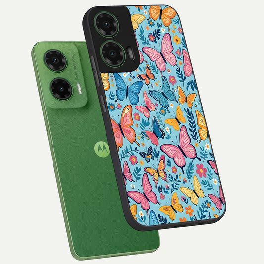  Spring Wing Garden phone case For Moto G35 showing premium glass back cover with detailed artwork