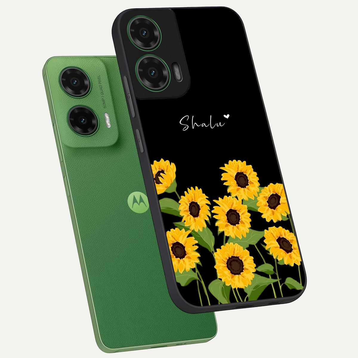  Sunflower Sky Bloom phone case For Moto G35 showing premium glass back cover with detailed artwork