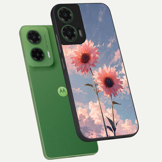  Sun Moon Balance phone case For Moto G35 showing premium glass back cover with detailed artwork
