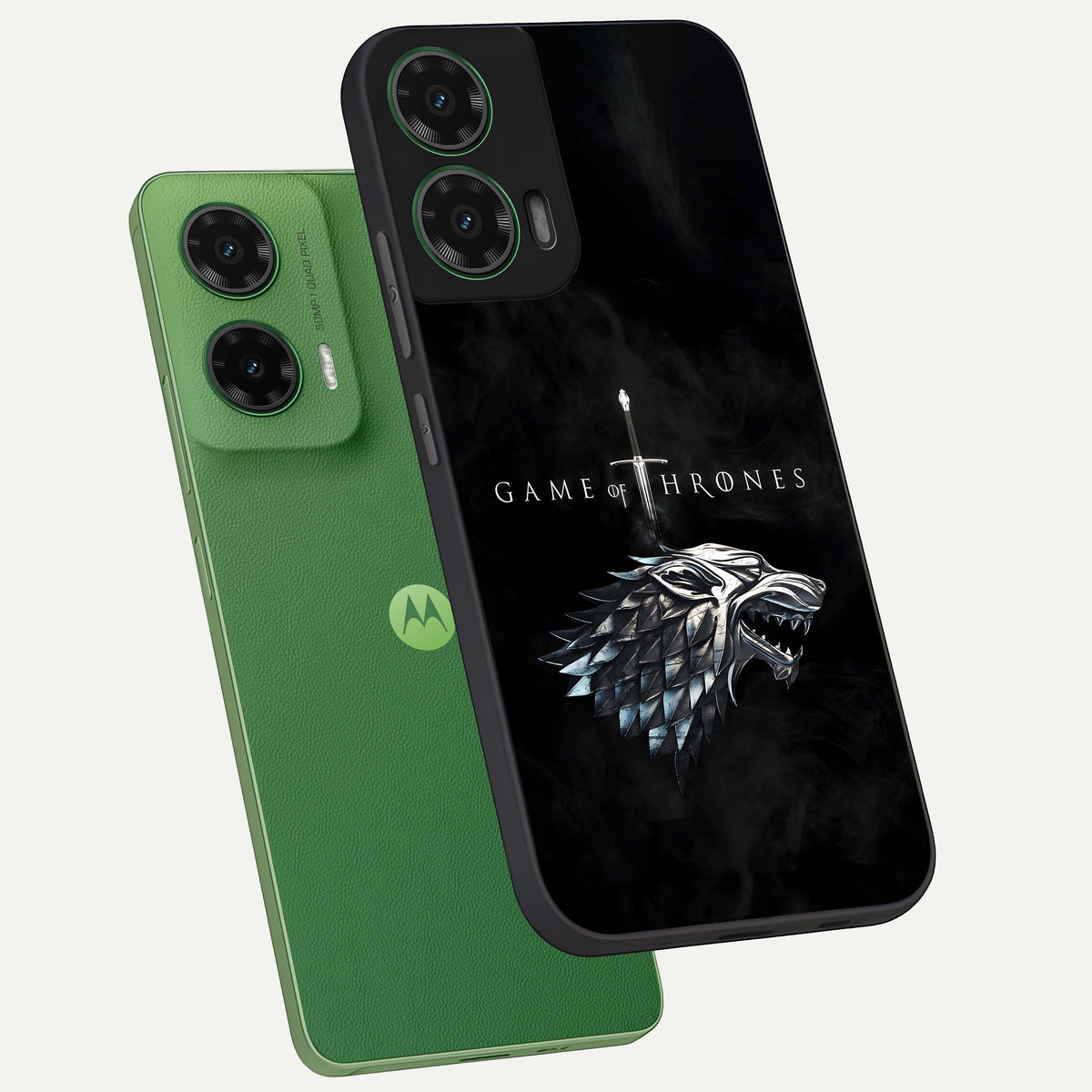  Throne Wolf Legacy phone case For Moto G35 showing premium glass back cover with detailed artwork