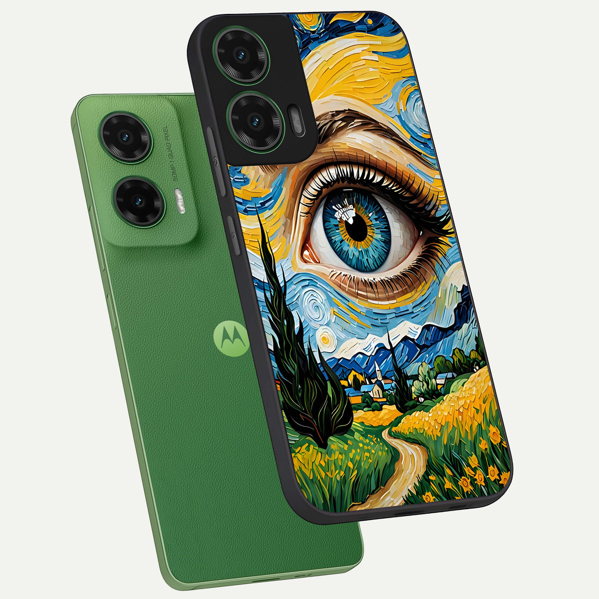  Van Gogh Eye phone case For Moto G35 showing premium glass back cover with detailed artwork