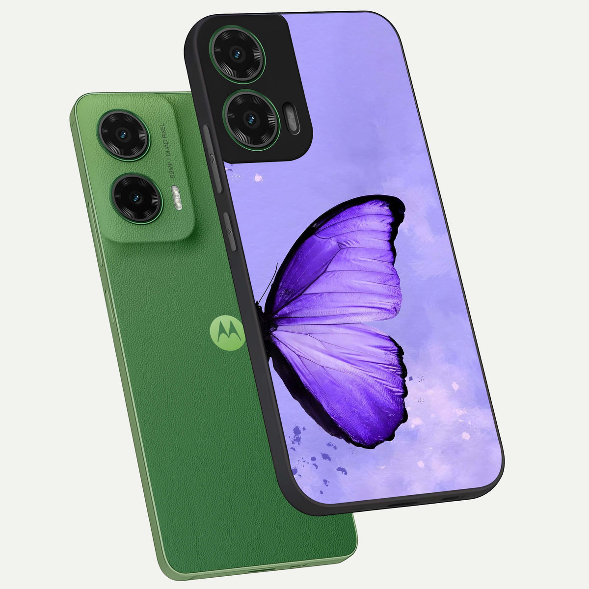  Violet Dream Wing phone case For Moto G35 showing premium glass back cover with detailed artwork