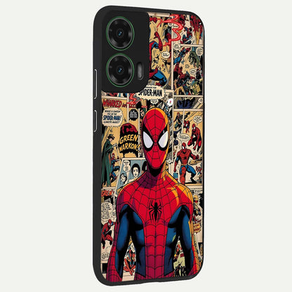  Aesthetic Spider back cover For Moto G35 slim fit glass case with vibrant aesthetic design