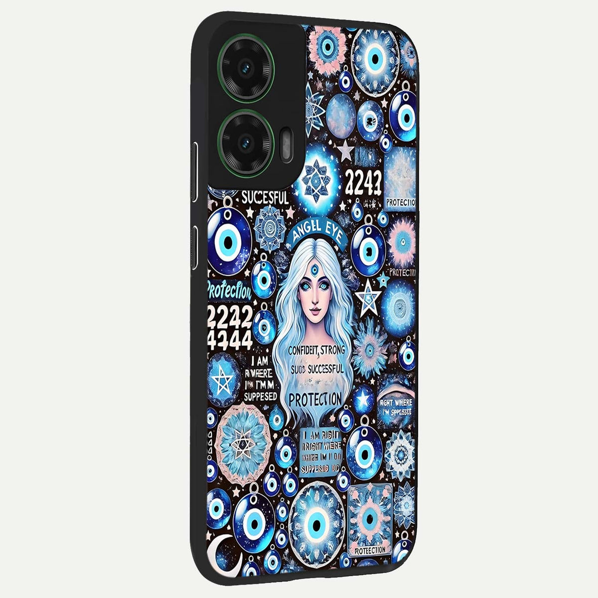  Angel Aura Shield back cover For Moto G35 slim fit glass case with vibrant aesthetic design