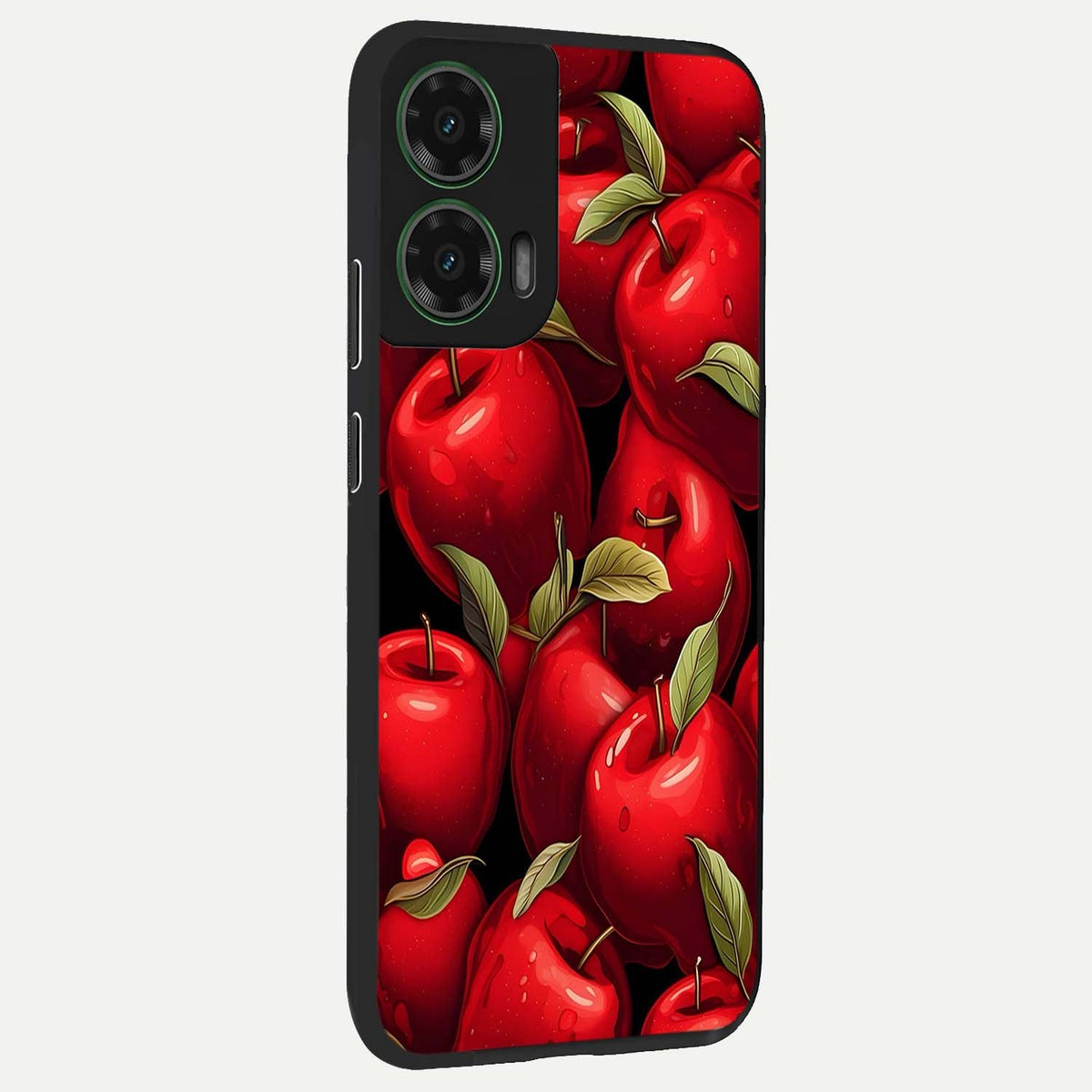  Apple Pattern back cover For Moto G35 slim fit glass case with vibrant aesthetic design