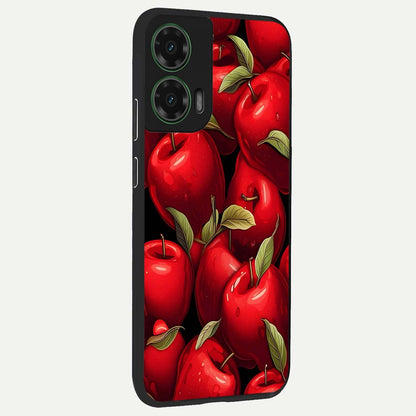  Apple Pattern back cover For Moto G35 slim fit glass case with vibrant aesthetic design