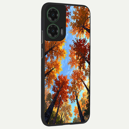  Autumn Sky Rise back cover For Moto G35 slim fit glass case with vibrant aesthetic design