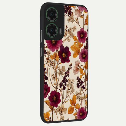  Autumn Wine Bloom back cover For Moto G35 slim fit glass case with vibrant aesthetic design