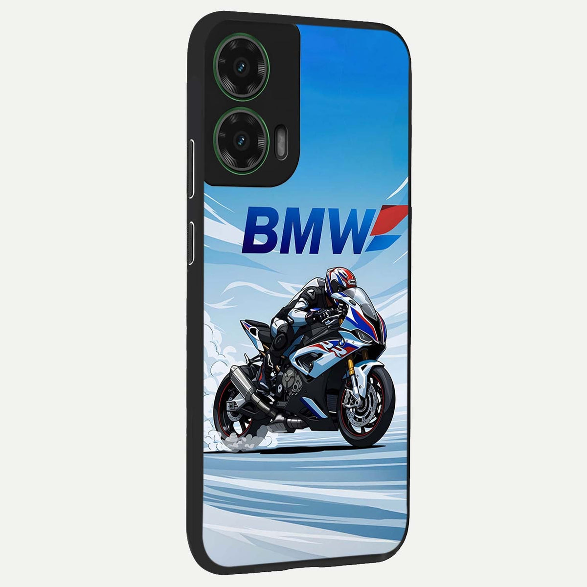  BMW Power Drift back cover For Moto G35 slim fit glass case with vibrant aesthetic design
