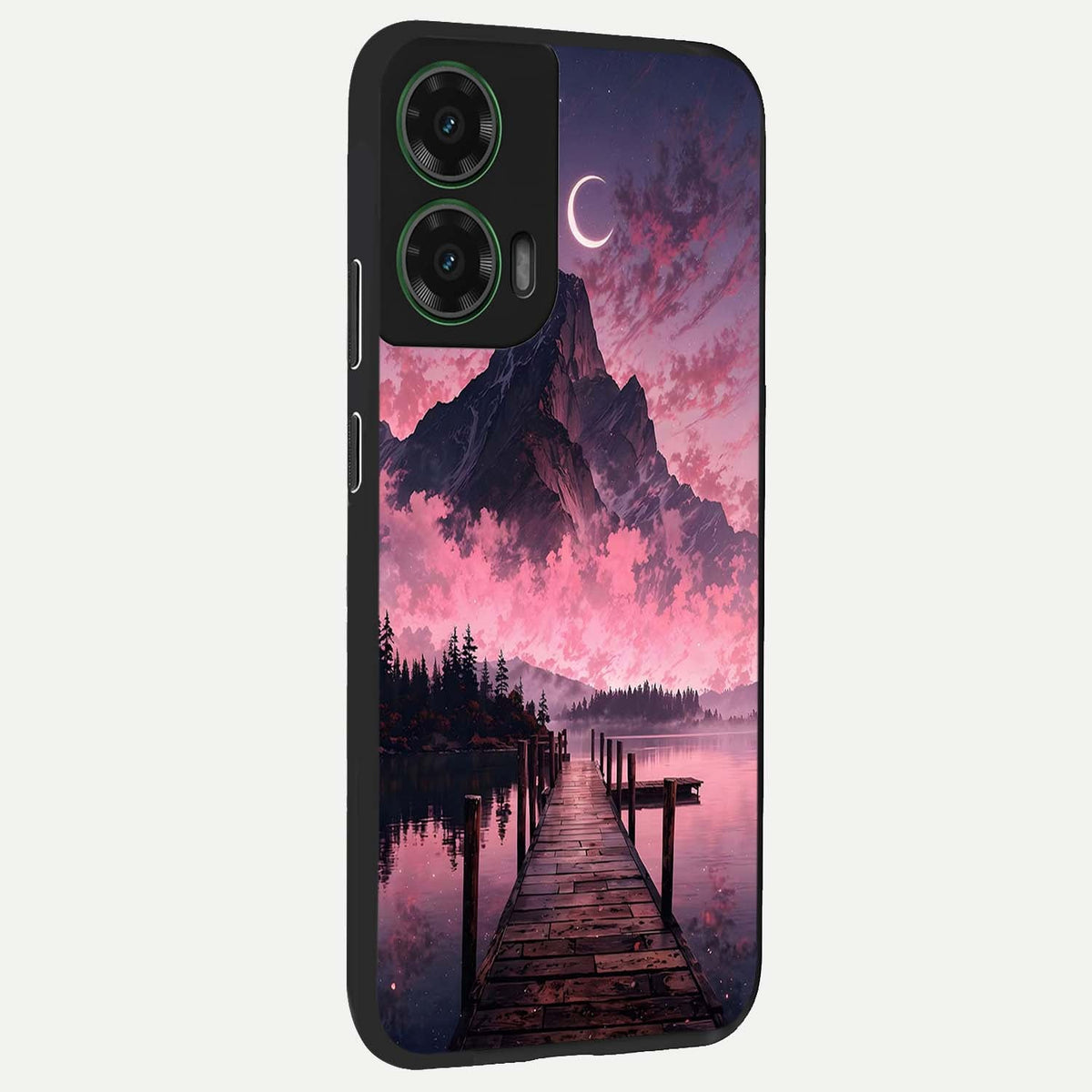  Beautiful Mountain View back cover For Moto G35 slim fit glass case with vibrant aesthetic design