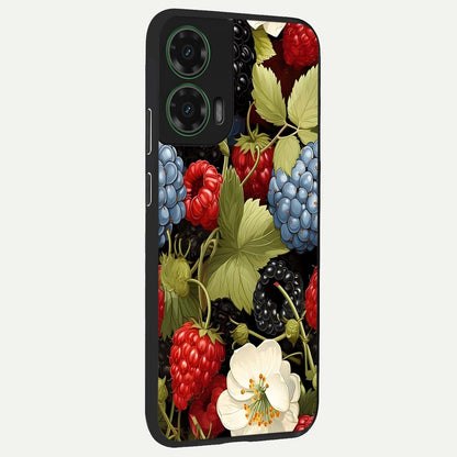  Berry Bloom Charm back cover For Moto G35 slim fit glass case with vibrant aesthetic design