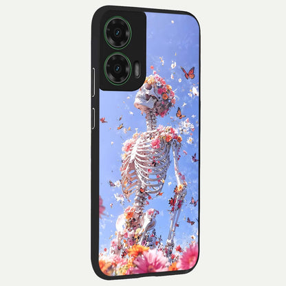  Bloom Beyond Bones back cover For Moto G35 slim fit glass case with vibrant aesthetic design