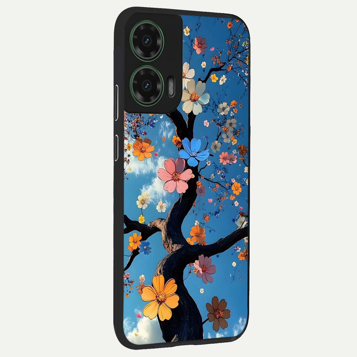  Blossom Dream Sky back cover For Moto G35 slim fit glass case with vibrant aesthetic design