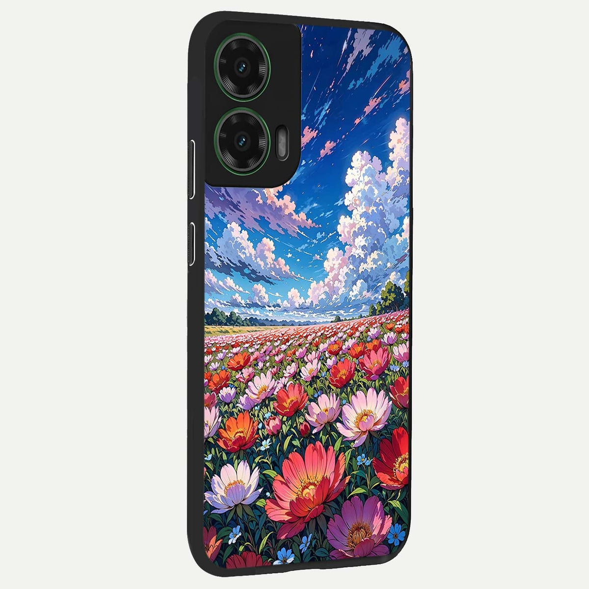  Blossom Sky Field back cover For Moto G35 slim fit glass case with vibrant aesthetic design
