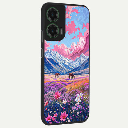  Blossom Valley Dream back cover For Moto G35 slim fit glass case with vibrant aesthetic design