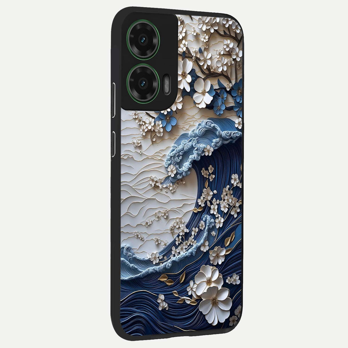  Blossom Wave Art back cover For Moto G35 slim fit glass case with vibrant aesthetic design