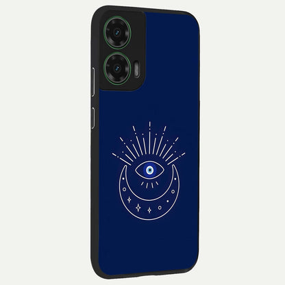  Blue Evil Eye back cover For Moto G35 slim fit glass case with vibrant aesthetic design