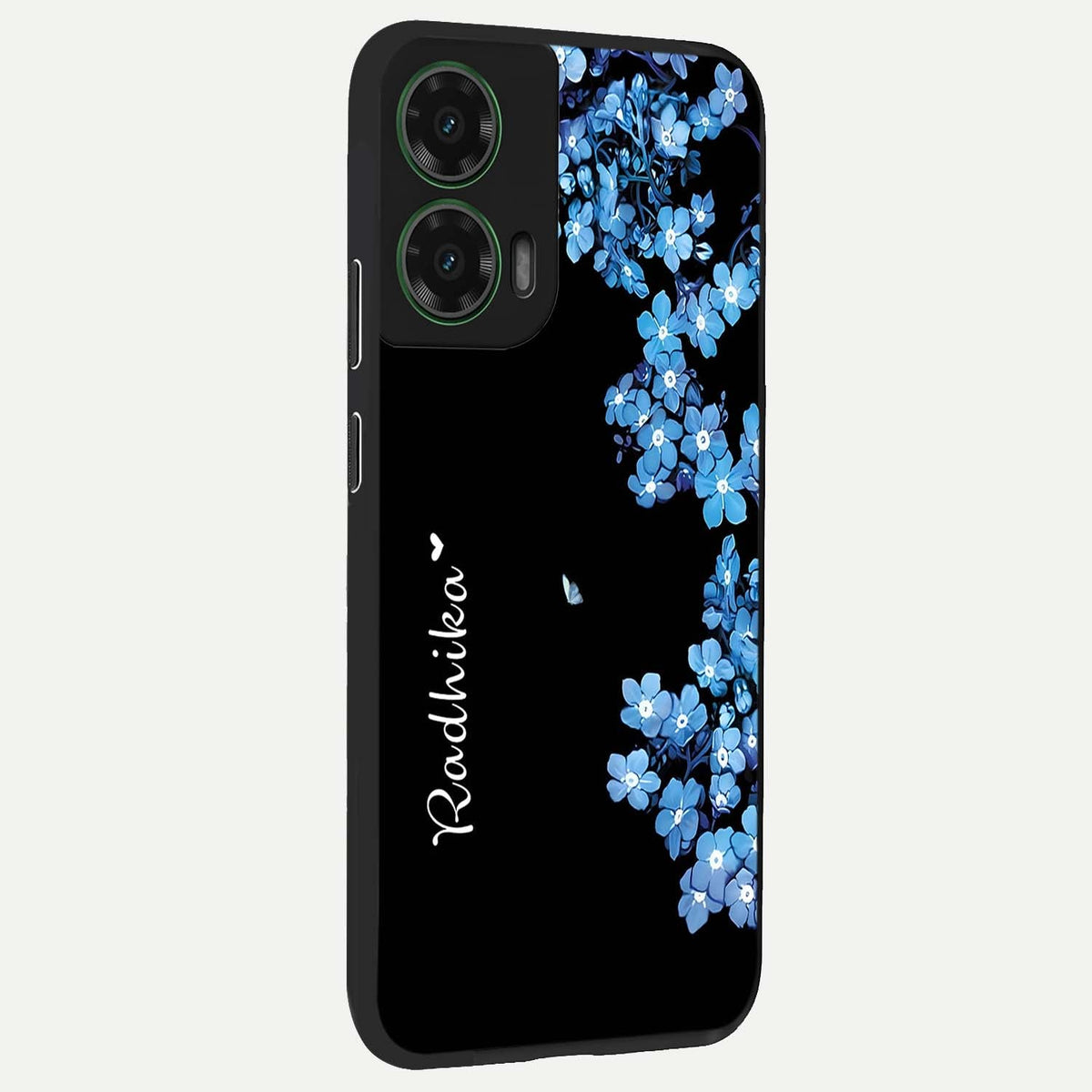  Blue Petal Dream Custom Name back cover For Moto G35 slim fit glass case with vibrant aesthetic design