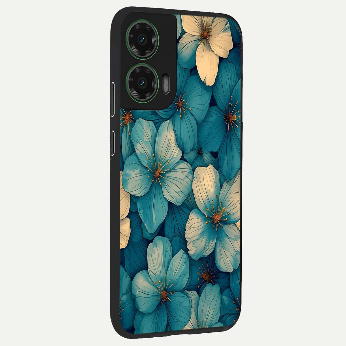  Blue Shade Floral back cover For Moto G35 slim fit glass case with vibrant aesthetic design