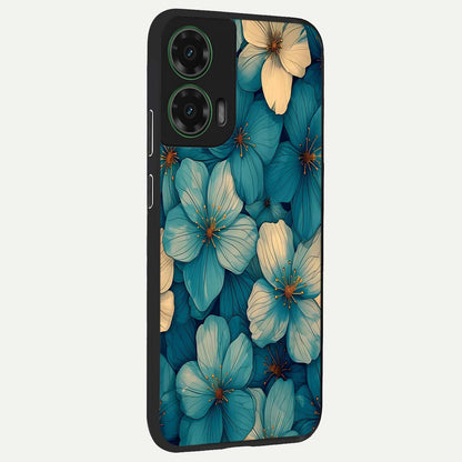  Blue Shade Floral back cover For Moto G35 slim fit glass case with vibrant aesthetic design