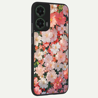  Blush Bloom Field back cover For Moto G35 slim fit glass case with vibrant aesthetic design