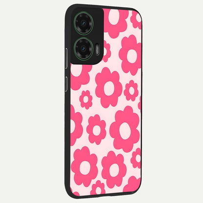  Blush Flower Pop back cover For Moto G35 slim fit glass case with vibrant aesthetic design