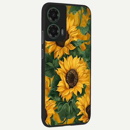  Bright Sunflower Bloom back cover For Moto G35 slim fit glass case with vibrant aesthetic design