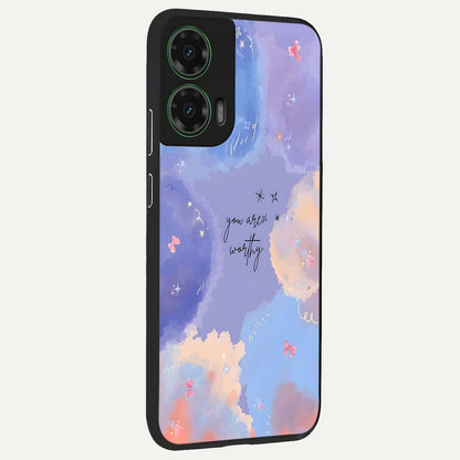  Celestial Cloud Magic back cover For Moto G35 slim fit glass case with vibrant aesthetic design