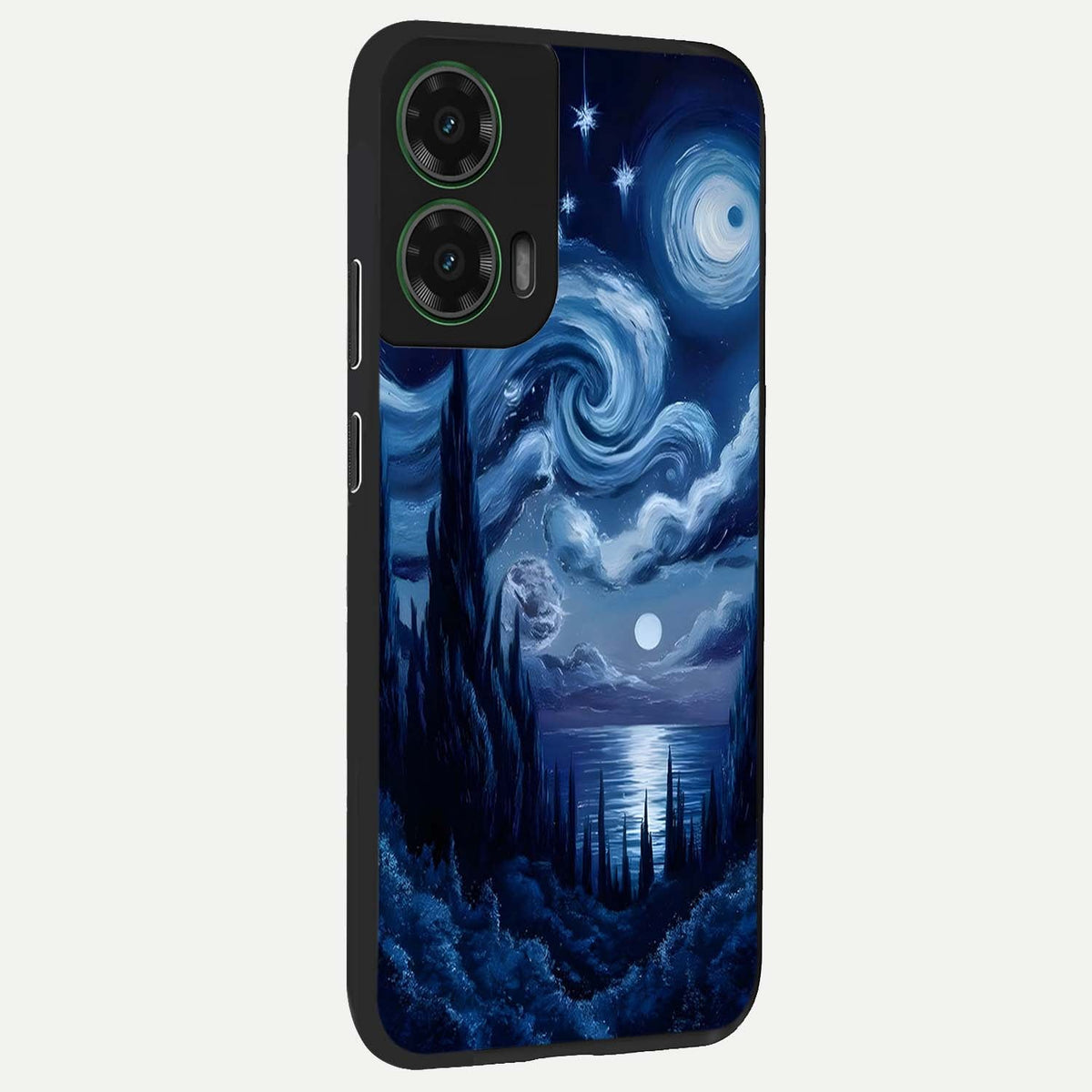  Celestial Dream Van Gogh back cover For Moto G35 slim fit glass case with vibrant aesthetic design