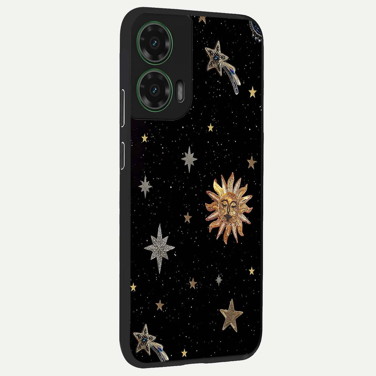  Celestial Moon With Stars back cover For Moto G35 slim fit glass case with vibrant aesthetic design