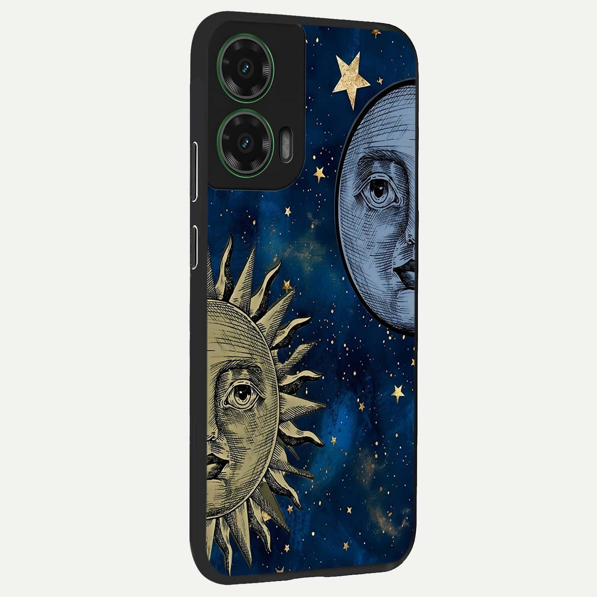  Celestial Moon With Sun back cover For Moto G35 slim fit glass case with vibrant aesthetic design
