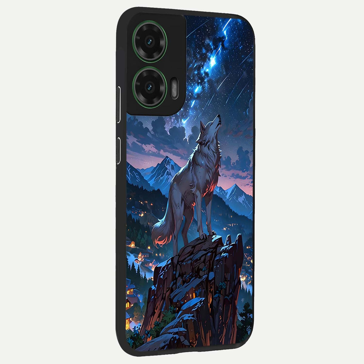  Celestial Wolf Howl back cover For Moto G35 slim fit glass case with vibrant aesthetic design