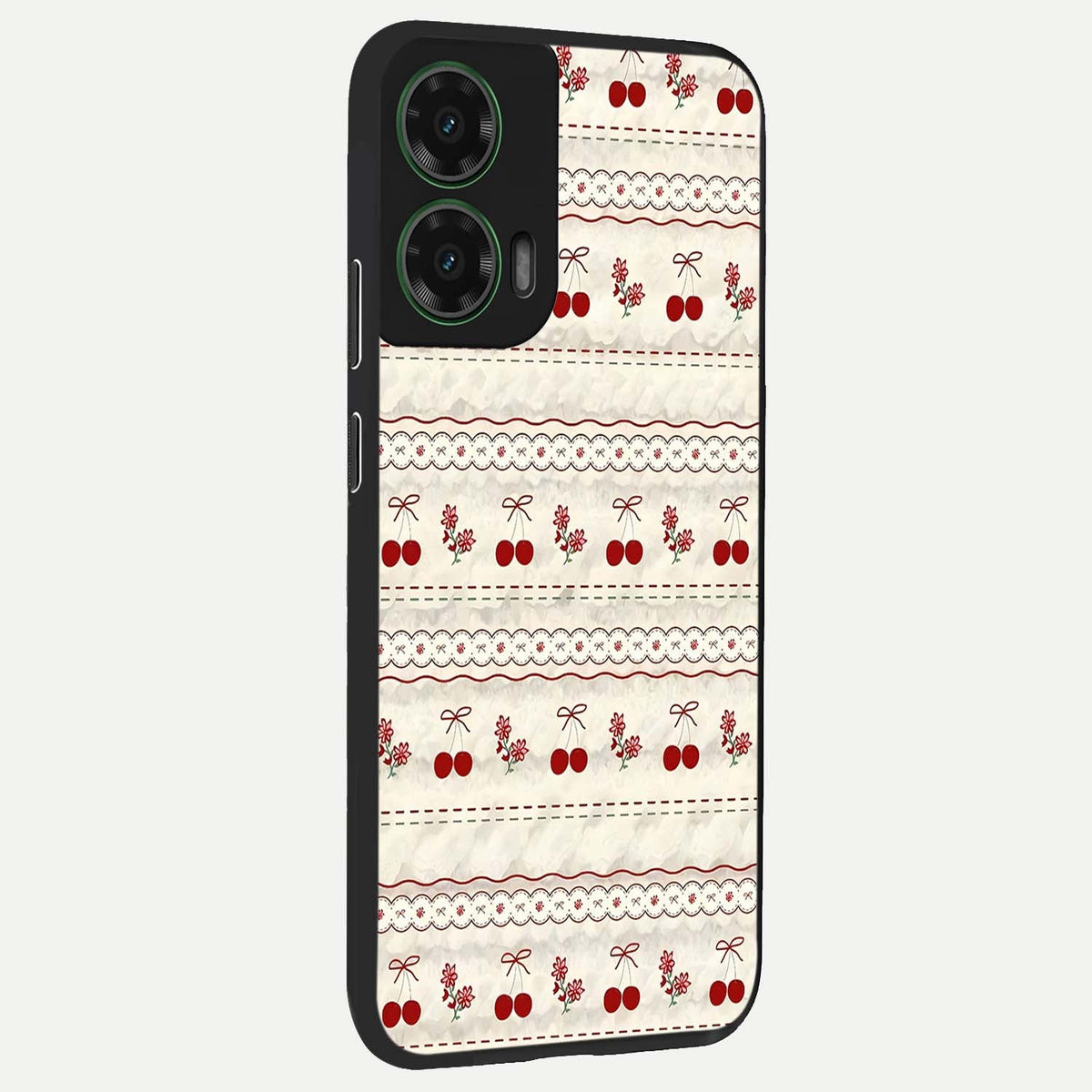  Cherry Bloom Charm back cover For Moto G35 slim fit glass case with vibrant aesthetic design
