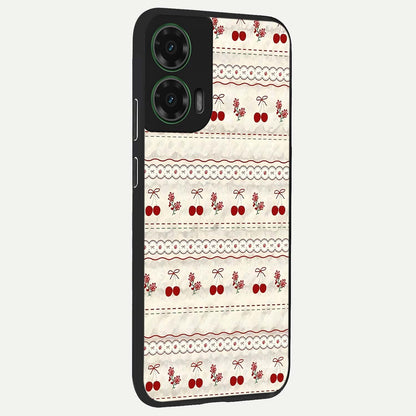  Cherry Bloom Charm back cover For Moto G35 slim fit glass case with vibrant aesthetic design