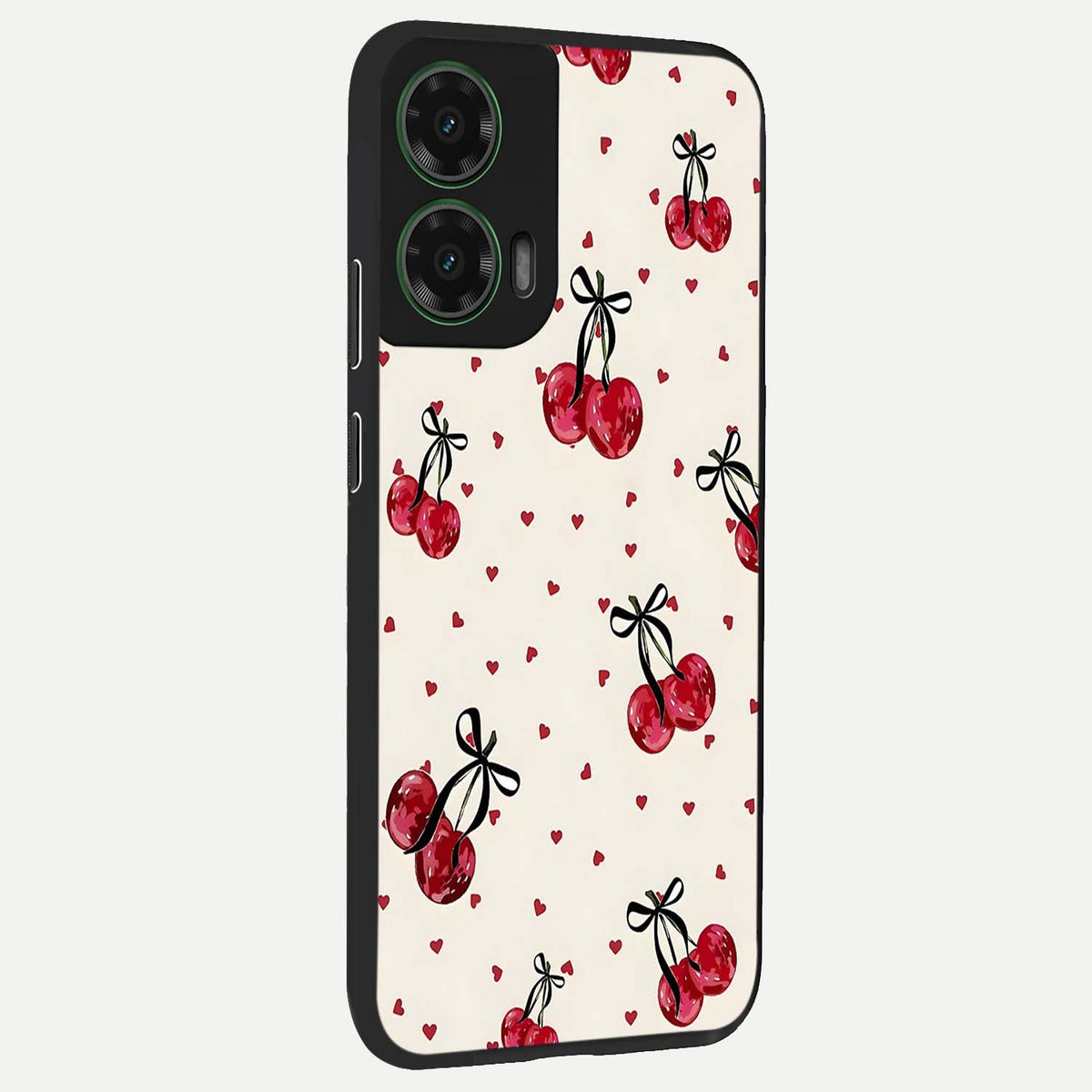  Cherry Heart Bow back cover For Moto G35 slim fit glass case with vibrant aesthetic design
